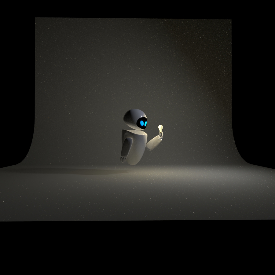 Small robot in a dark 3D scene